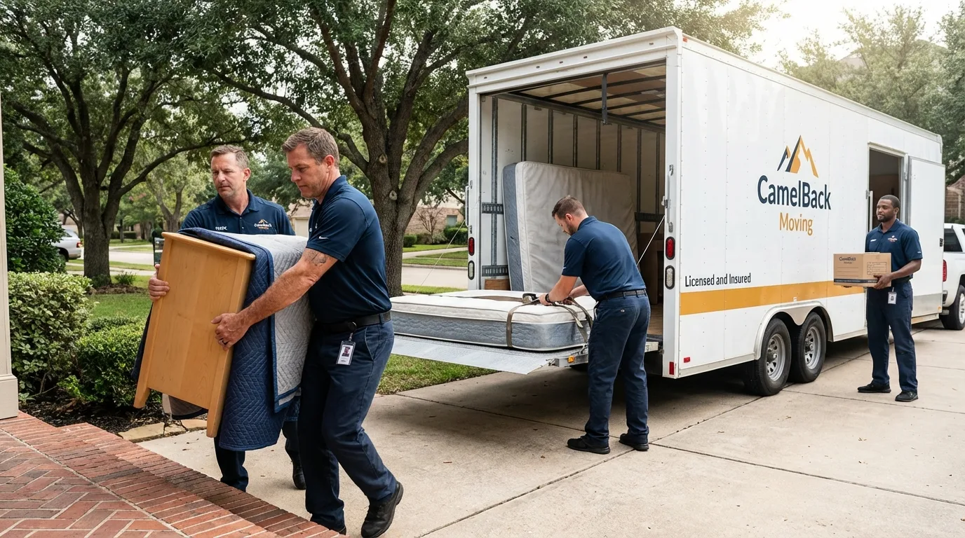Crew loading residential truck for cross-state move from Thief River Falls, MN