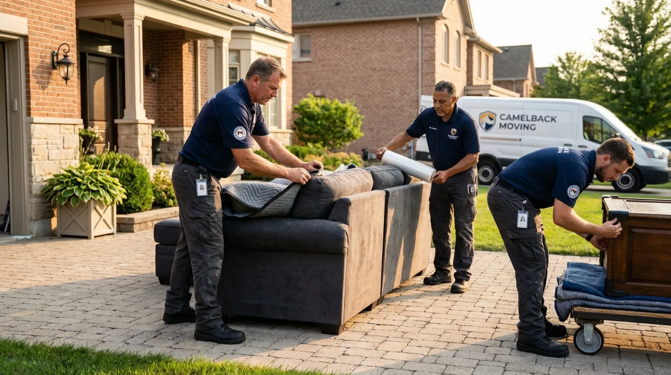 Large estate moving crew wrapping furniture in Thief River Falls, MN