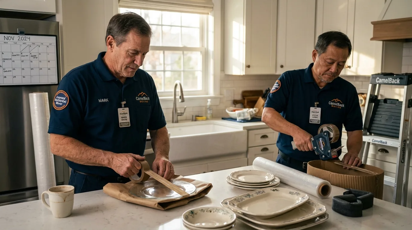 Professional crew packing kitchen dishware in Thief River Falls, MN